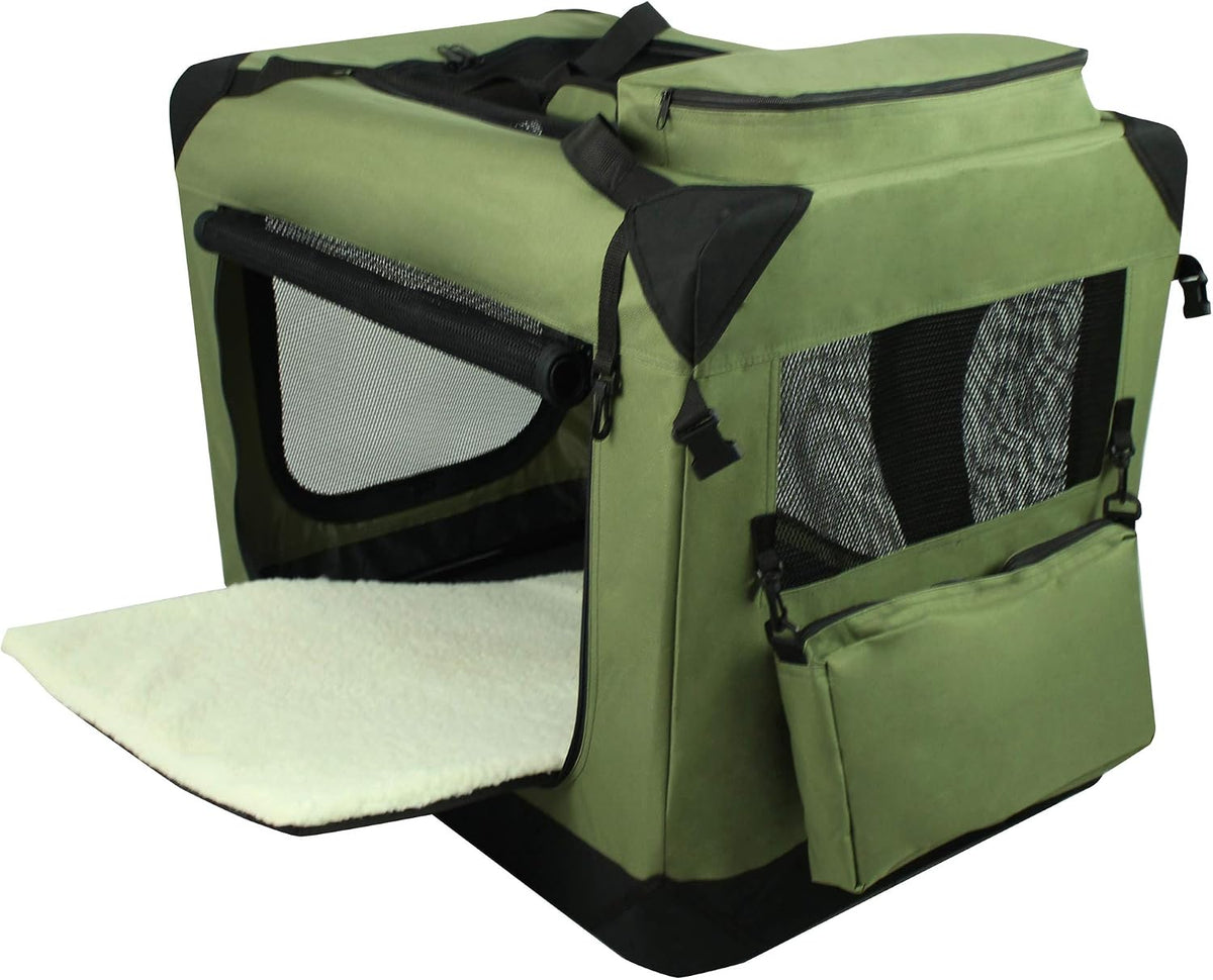 EliteField 3-Door Soft Dog Crate with Bed & Carrying Bag – Essentials for Dogs - Sage Green / 36.0"L x 24.0"W x 28.0"H - image 2
