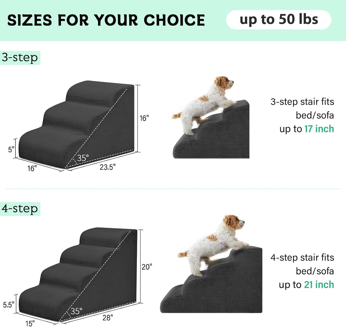 4 Step Dog Stairs Pet Ramp for High Beds, Sofas and Cars – Essentials for Dogs - Black / 4.0 / 4-Step 20"H - image 4
