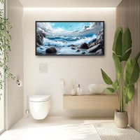 Extra Large Framed Abstract Sea Ocean Wall Art,Black and White Wall Decor, Coastal Seashore Pictures for Living Room,Canvas Print Painting Modern Artwork Bedroom Office Bathroom 60L x 30W