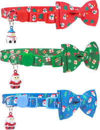 PUPTECK Halloween Cat Collar Breakaway with Bells, Kitten Outfit – Essentials for Cats - Red&Green&Blue / NECK (7.87"-11.8")