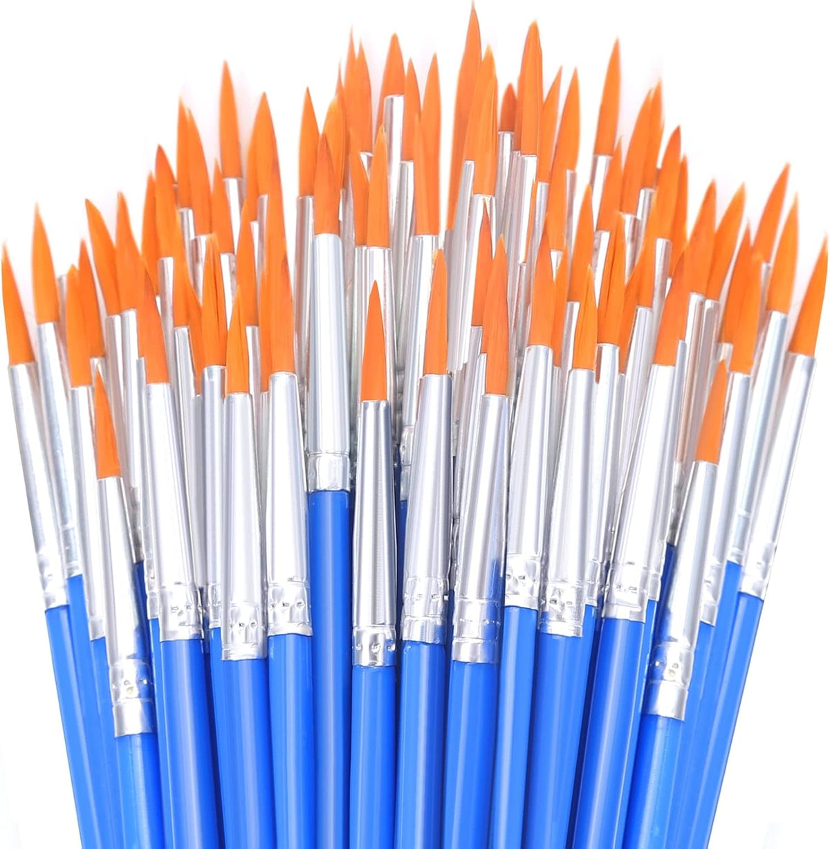 50 Pcs Flat Paint Brushes for Touch Up - 50Pcs Round Paint Brushes Bulk / 50 Count
