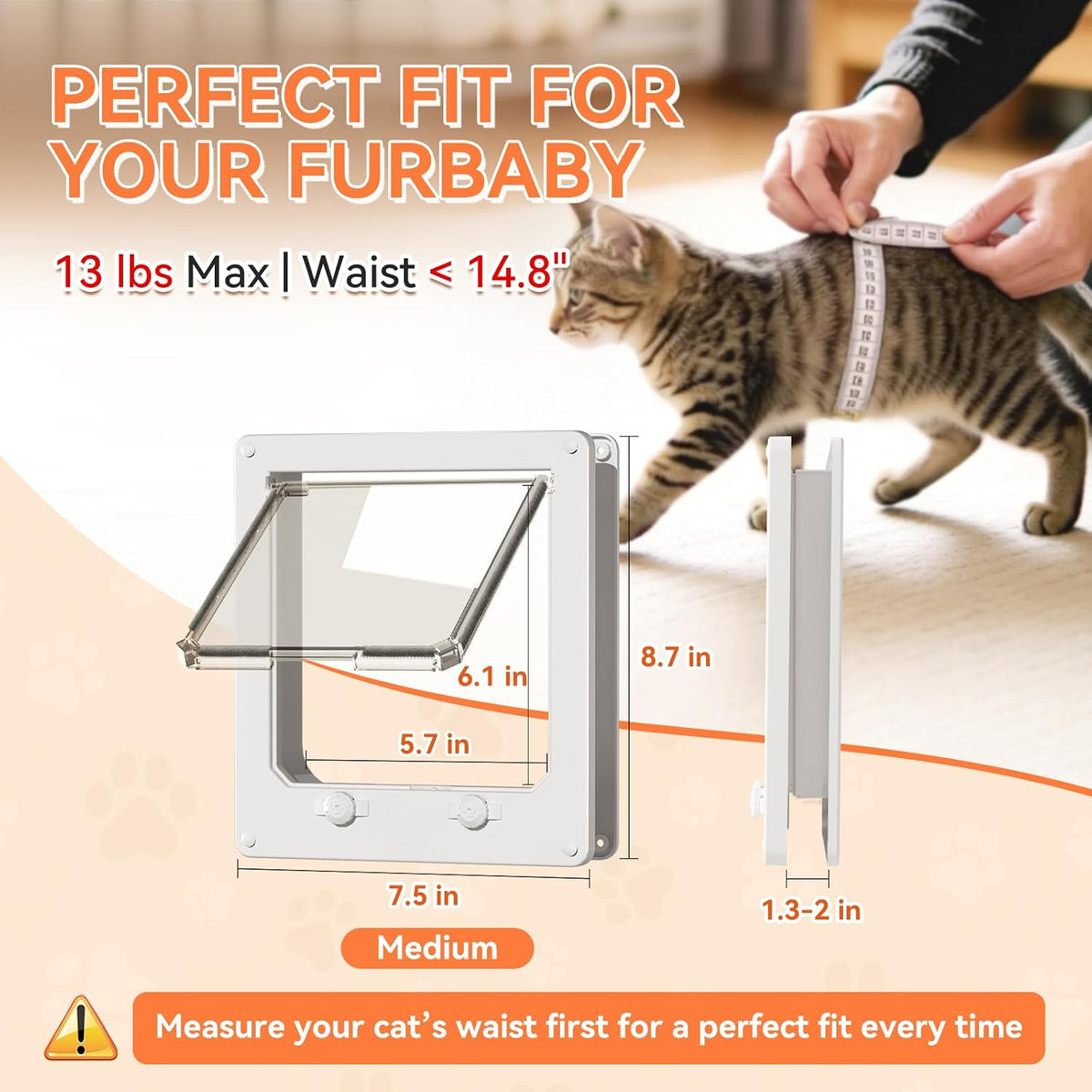LIBBEPET Cat Door Interior Door - M - Inner Size: 5.7"W x 6.1"H - image 2