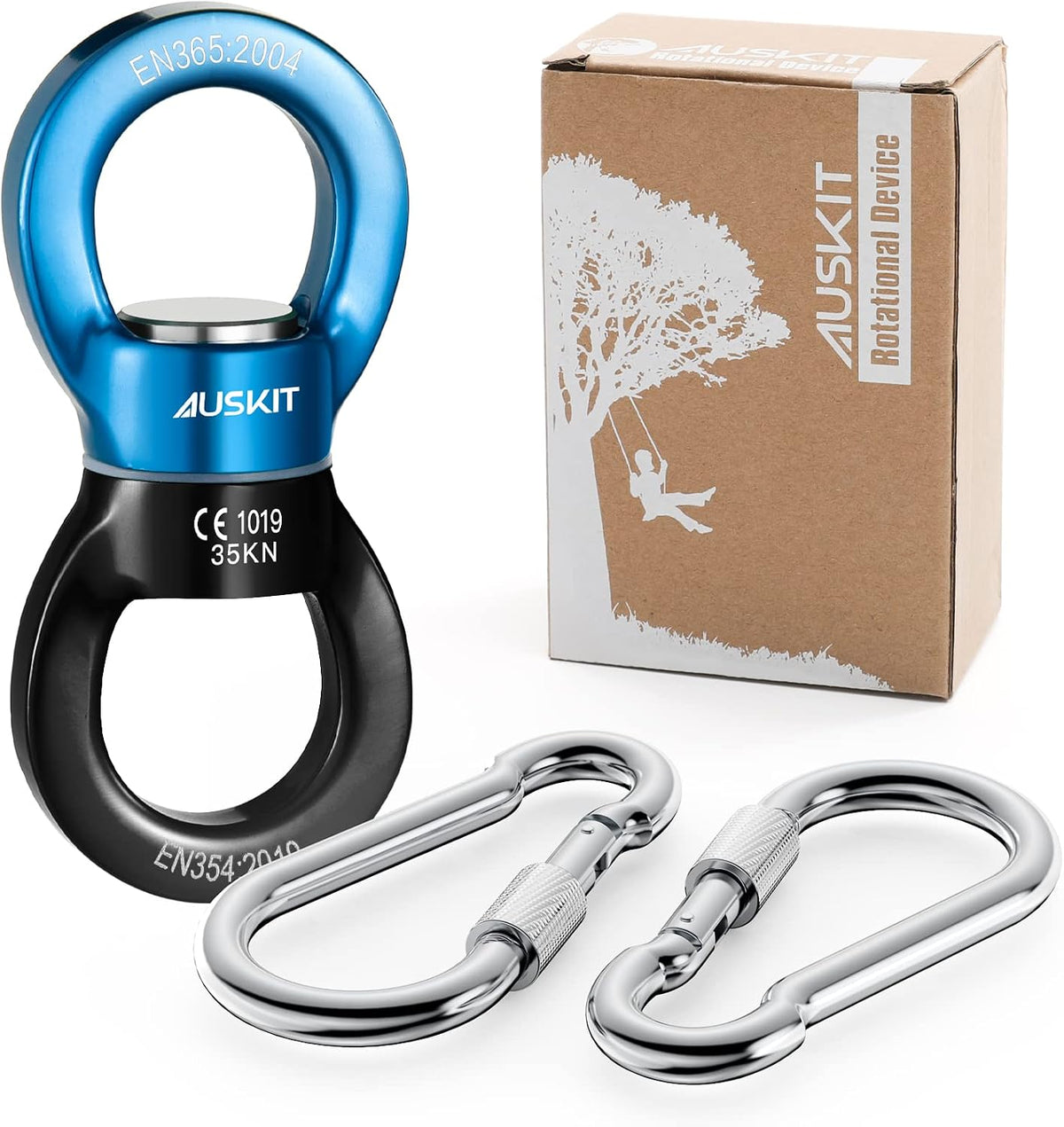 Black Swing Swivel, 30 KN Safest Rotational Device Hanging Accessory – Fun for Kids & Family - 35 KN / Blue