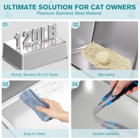 2PACK Stainless Steel Cat Litter Box with High Sides Lid - 2PK-Light Grey-M - image 2