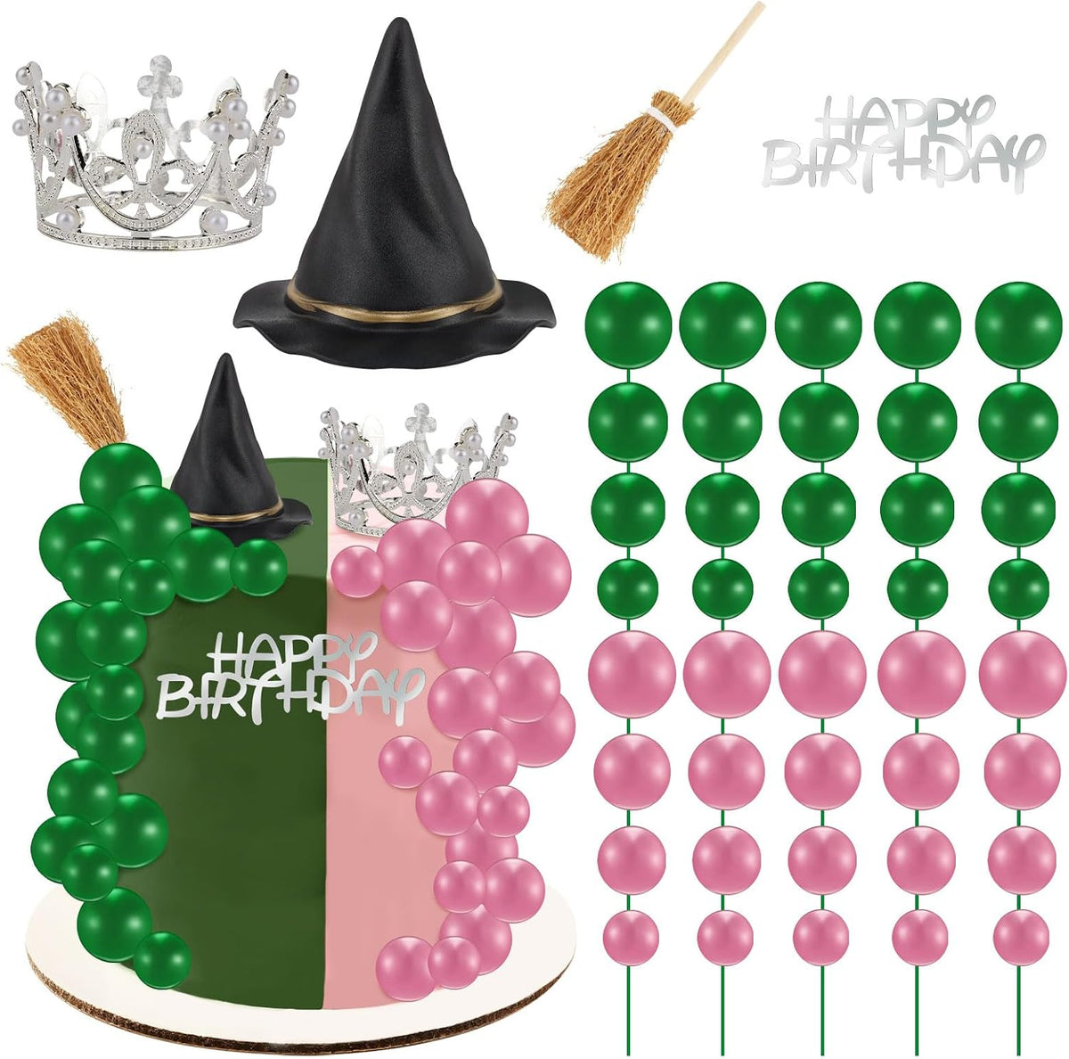 Hooqict 43 piece Halloween cake topper set with sign, tombstone, skulls, trees and spiders - view 7