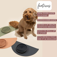 Silicone Dog Food Mat, Pet Placemat, 21" x 10.5" Deep - Sage Green / Medium - image 3
