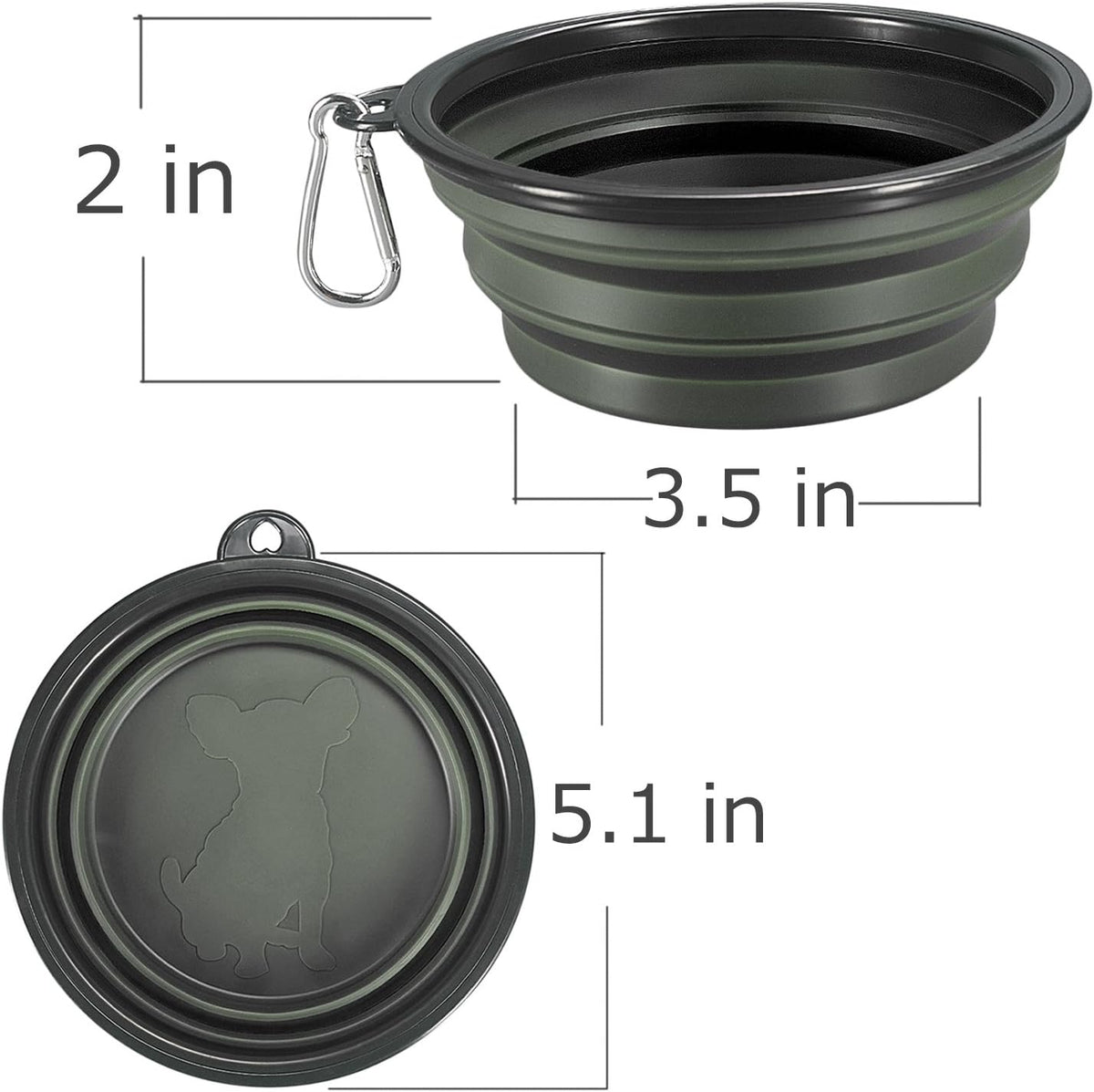 2-Pack Extra Large Size Collapsible Dog Bowl - Small / Black and Black - image 2