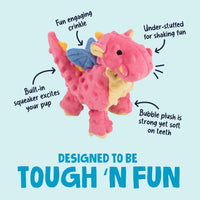 goDog Bubble Plush Dragons Squeaky Dog Toy - Bubble Plush Dragons (Coral) / Small - image 2