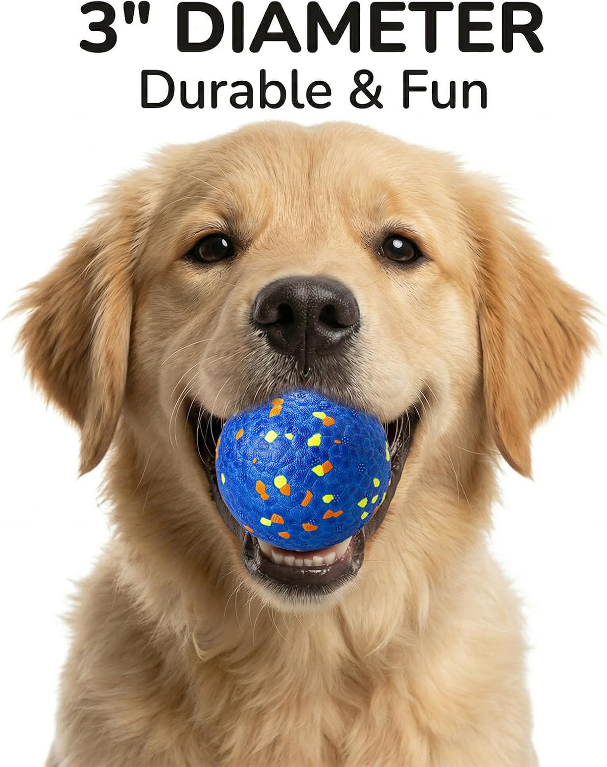 Dog Balls, Indestructible Dog Tennis Balls for Aggressive Chewers – Essentials for Dogs - Blue & Yellow (2-Pack) / Medium (3" diameter) - image 4