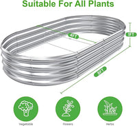 2pack 8×4×1ft Raised Garden Bed，Outdoor Galvanized Planter Boxes, Oval Large Metal Raised Garden Beds for Vegetables
