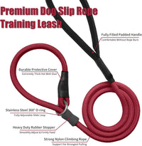 Strong Slip Rope Dog Training Leash - 1/2" x 4ft / Wine Red - image 2