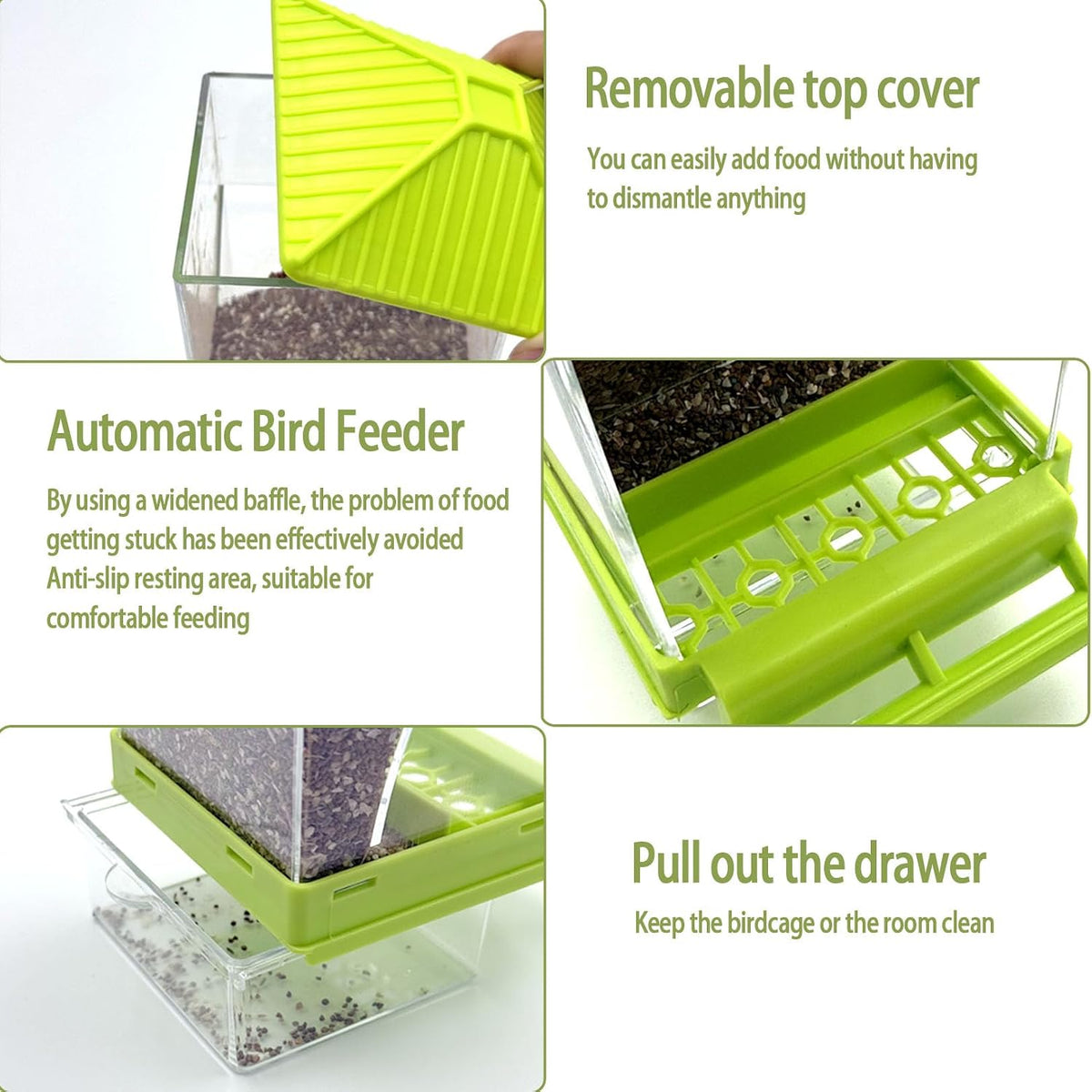 Automatic No Mess Bird Feeder Water Dispenser Set – Essentials for Birds - Green + Green - image 4