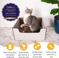 Hide & Scratch Cardboard Cat Scratcher Box & Bed Dark Grey Diamond Pad – Essentials for Cats - Light Grey Diamond - image 2