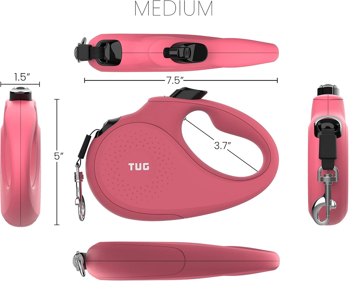 TUG Monochrome 360° Tangle-Free Retractable Dog Leash - Pink / Medium, 16 ft - image 2