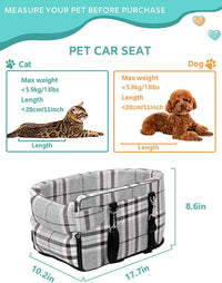 Dog Car Seat for Small Dogs, Center Console Seat for Puppy - Grid Grey - image 2