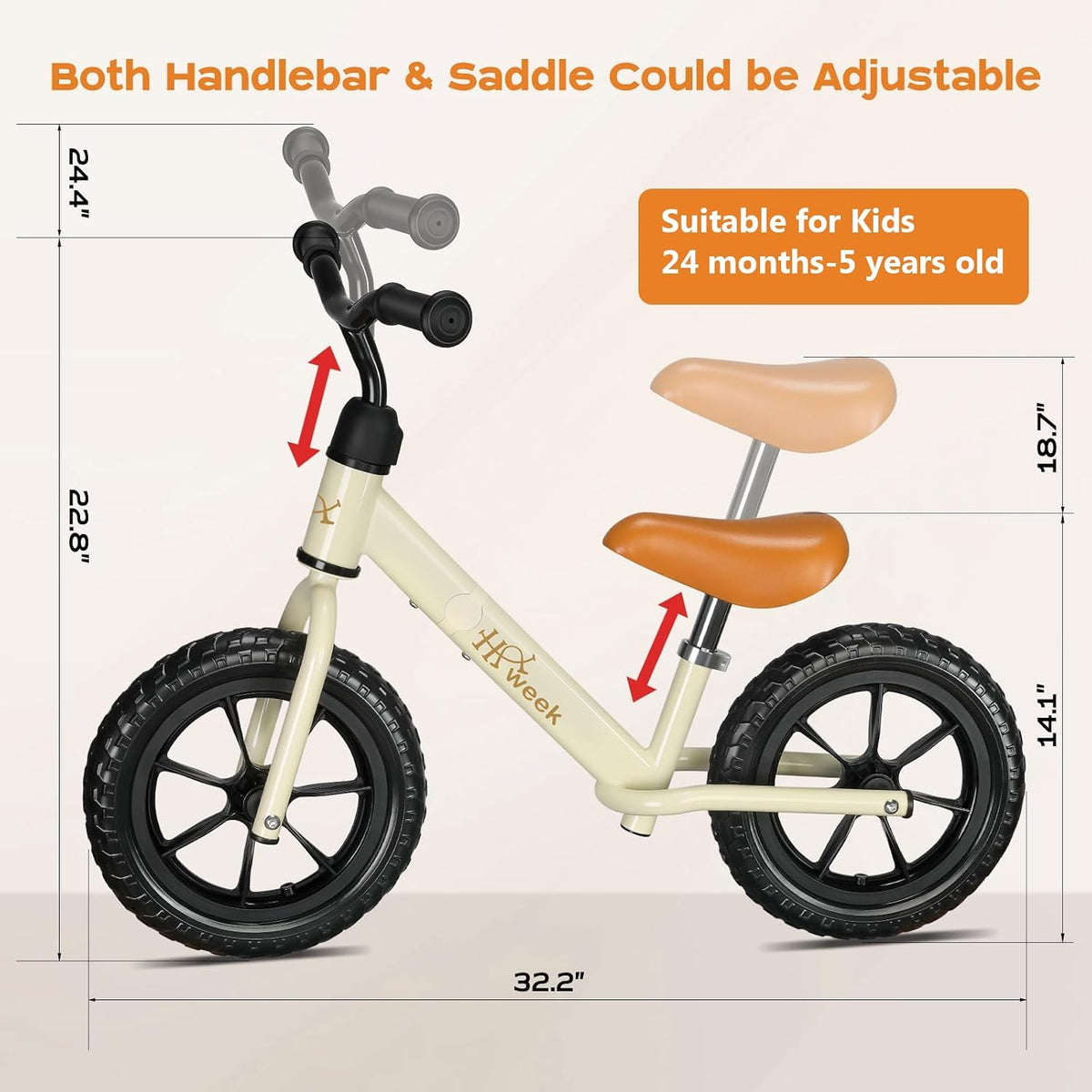 Toddler Balance Bike for 3-5 Year Old 12” No Pedal Training Bike Toys - Bk-white - image 2
