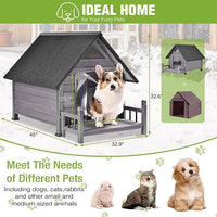 Metal Frame Dog House with Insulated Liner for Indoor & Outdoor Use - Large Dog Kennel with Weatherproof Roof & Foot Pads for Small, Medium & Large Dogs(Grey)