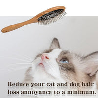 ClumsyPets Dog & Cat Ball Pin Slicker Grooming Brush with Bamboo Handle for Pets Massage Bath and Removes Mats Loose Fur Hairs