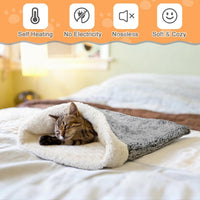Self Heating Cat Sleeping Bag Indoor Self Warming Cat Bed Cave Heated - Rustic / Gray - image 3