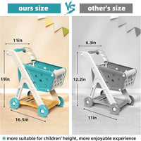 Jovow 102pcs Kids Shopping Cart Trolley Play Set with Pretend Food – Fun for Kids & Family - Green - image 4