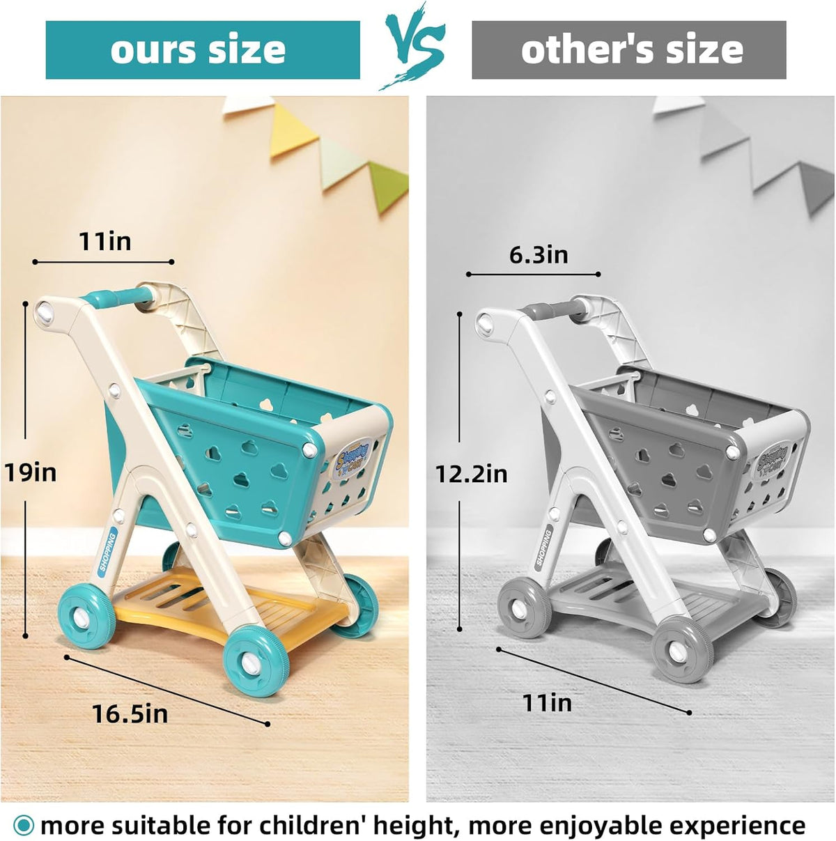 Jovow 102pcs Kids Shopping Cart Trolley Play Set with Pretend Food – Fun for Kids & Family - Green - image 4