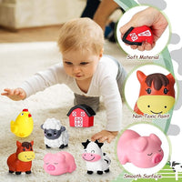 Wettarn 12 Farm Animal Foam Stress Toy Party Favors Fidget Toy Bulk Cute Farm Animal Stress Relief Gift Supplies for Adults Kids Graduation Classroom Reward Bathtub Beach Pool Mental Stimulation