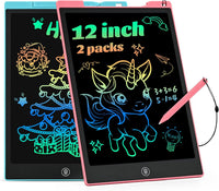 EooCoo Kids LCD Writing Tablet, Stocking Stuffers for Toddler - 12”pink&blue