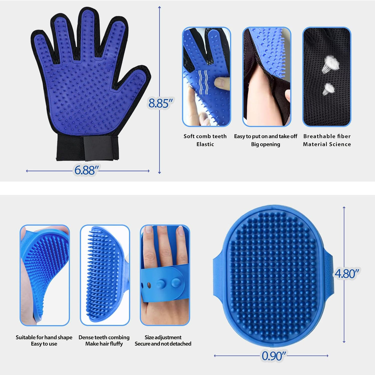 NVNAN Pet Hair Removal Glove for Dogs & Cats - Gloves + Brush - image 2