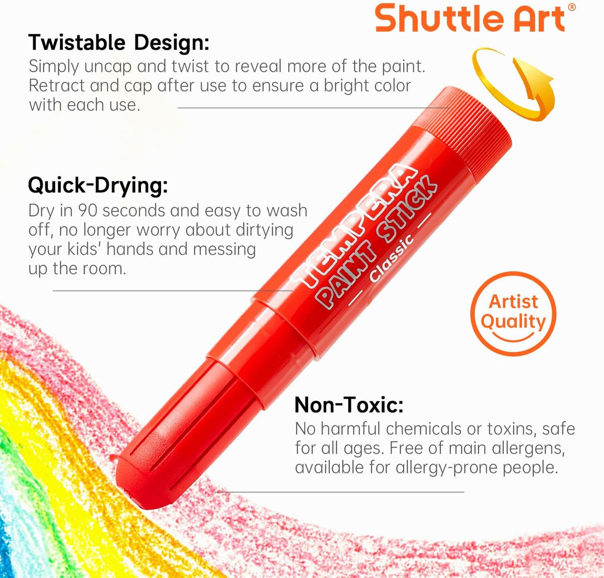Tempera Paint Sticks, 15 Colors Solid Tempera Paint for Kids - 30 colours - image 3