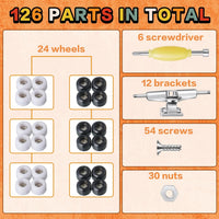 Jexine fingerboard kit with 6 sets of colorful trucks, wheels, screws and screwdrivers - view 11