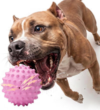 3.5''Durable Squeaky Dog Ball for 25-80lbs Aggressive Chewers – Essentials for Dogs - 1 PC-Bacon-Pink