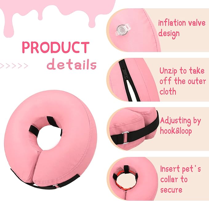 Supet Inflatable Dog Cone Collar for Small Dogs Puppies Cats, Soft Dog Cone Alternative After Surgery for Puppies Cats to Stop Licking