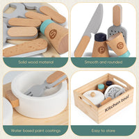kienvy 10-piece wooden meat and fish play food set with storage box - view 18