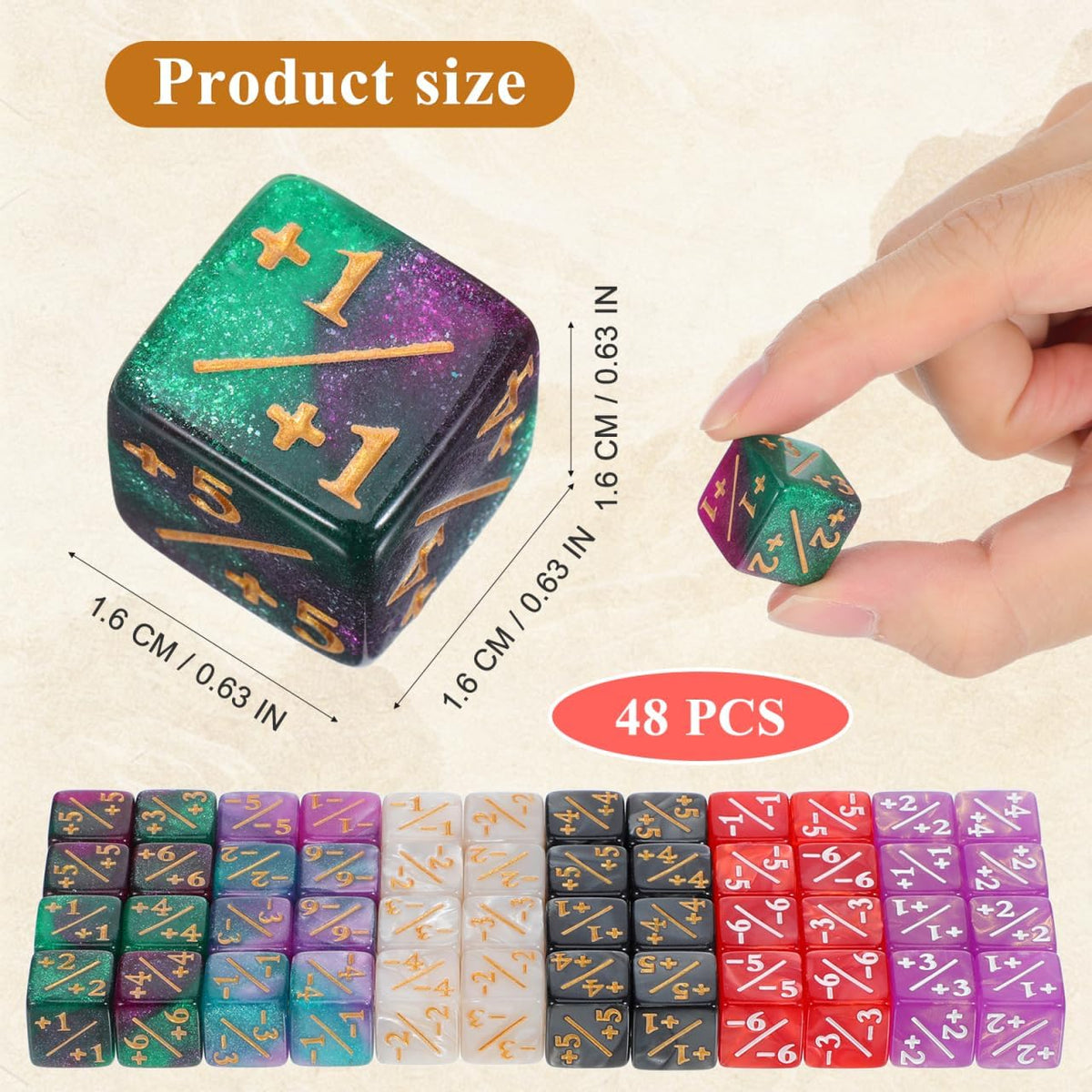 TOPPERFUN 24 black acrylic +1 token D6 counter dice for card games - view 6