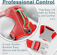 BARKBAY Dog Harness No Pull with ID Tag Pocket - Heavy Duty, Reflective, Easy Control for Large Dogs(Red,L)