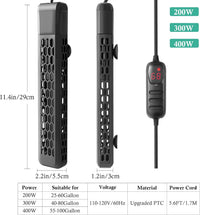 HITOP Aquarium PTC Heater with Controller: 200W 300W 400W Digital - 300W(40-80Gal) - image 2