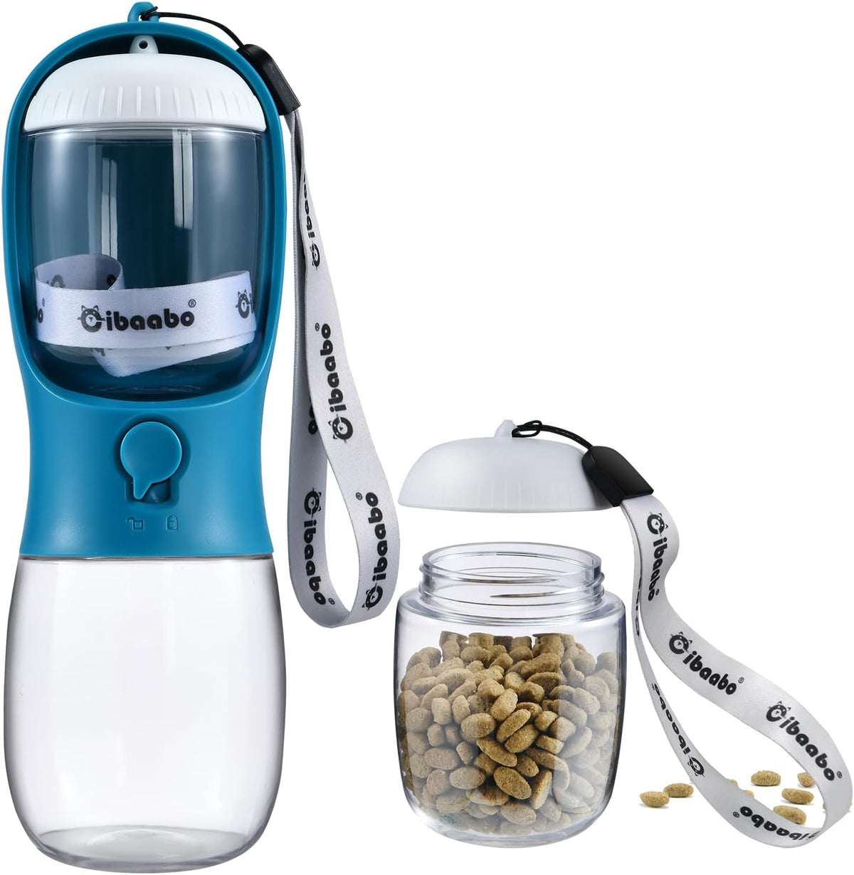 Dog Water Bottle Portable with Food Container & Filter for Travel – Essentials for Dogs - #02 Indigo / 10oz