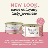 Applaws Natural Wet Cat Food in Gravy, Limited Ingredient Canned Wet Cat Food, No Additives, Made with Natural Ingredients, Tuna Fillet & Shrimp in Gravy (24 x 2.47oz Cans)