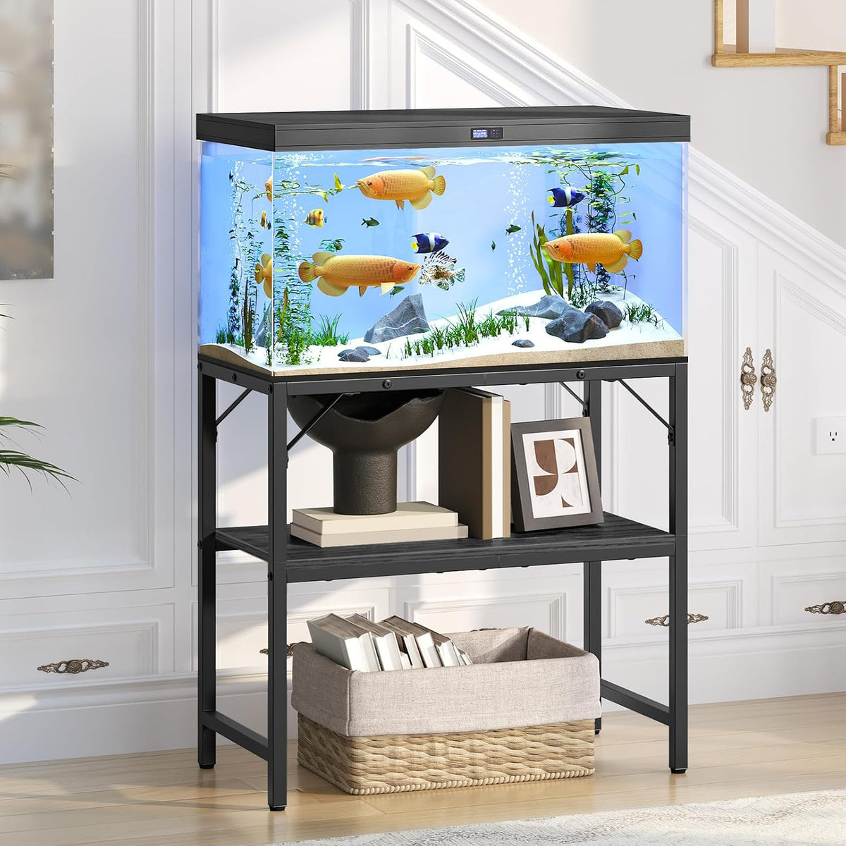 MAHANCRIS 20 Gallon Fish Tank Stand - Black / 30 Gallon