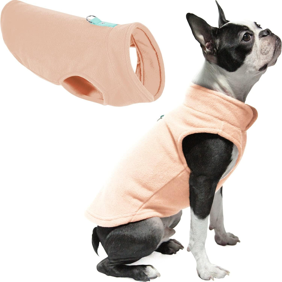 Gooby Fleece Vest Dog Sweater - Peach / Medium (Around 11-lb)