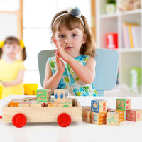 ABC Wooden Building Blocks for Toddlers 1-3 Large - 30 abc blocks cart - image 2