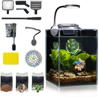 1.25 Gallon Fish Tank Small Glass Aquarium Kit Starter Set Dark - 1 Gallon