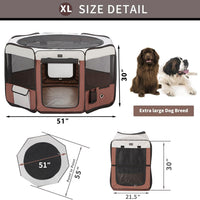 Dog Playpen Portable Pet Play Pens for Small Dog/Cat/Rabbit/Chicks - Brown / 8 / Extra Large (55"x55"x30") - image 4