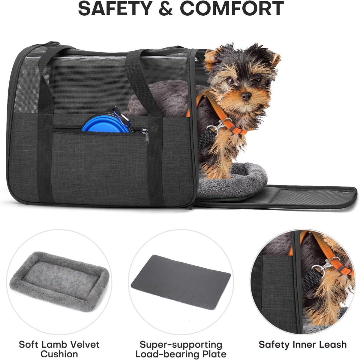 JUNGYOUN Premium Cat Carrier - Dark Grey / 17.5"L x 12.4"W x 13.5"H - image 4