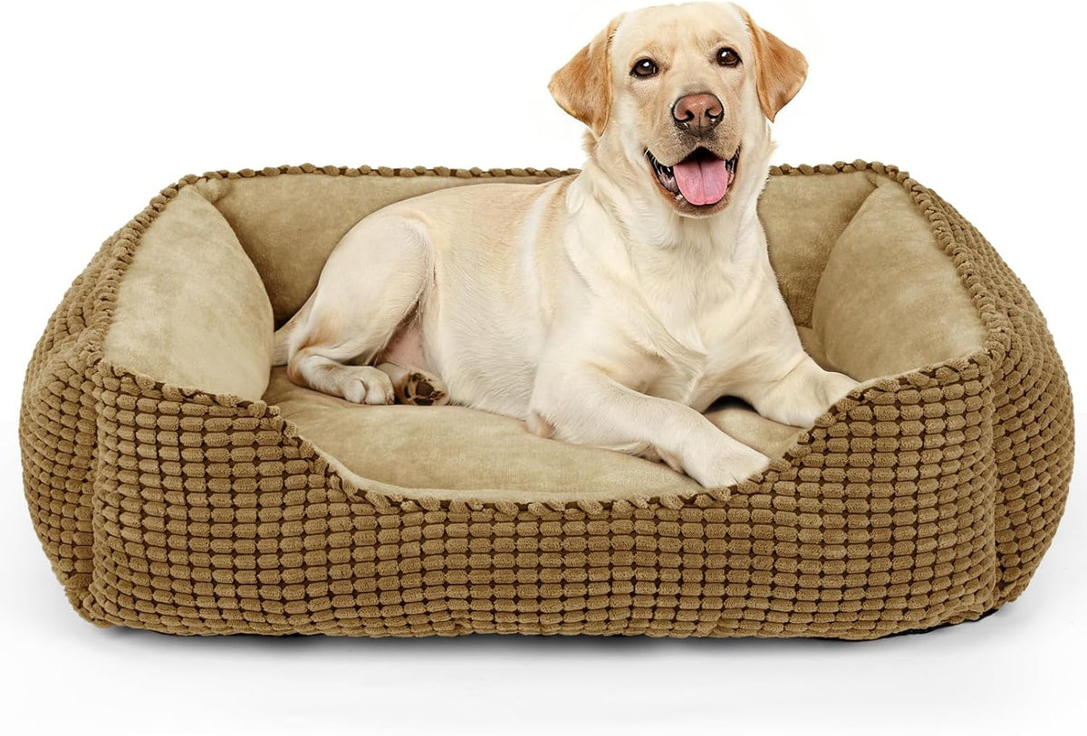 MIXJOY Dog Bed for Large Medium Small Dogs - Dark Brown / XL(35’’x 25’’x 9’')
