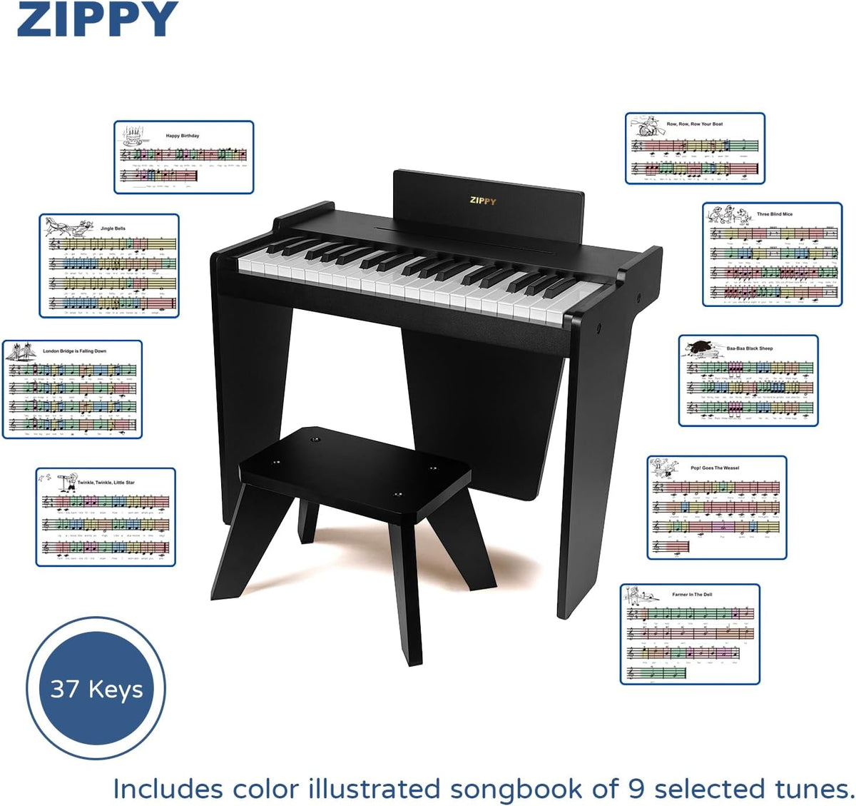 Kids Piano Keyboard, 37 Keys Digital Piano for Kids - Black Basic - image 3