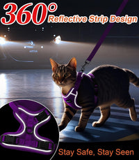 Cat Harness and Leash for Walking Escape Proof Soft Adjustable Cat - Purple / S (7-12lb) - image 3