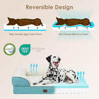 EHEYCIGA Orthopedic Dog Beds for Large Dogs, Waterproof Memory Foam Large Dog Bed with Sides, Non-Slip Bottom and Egg-Crate Foam Pet Couch Bed with Washable Removable Cover, Turquoise Blue