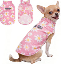 Dog Fleece Vest Sweater Winter Jacket for Small and Medium Large Dogs - Small / PINK DAISY