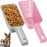 2 Cup Dog Food Scoop, Plastic Pet Food Scoop with Measuring Lines for Accurate Pet Food - Pink and Grey